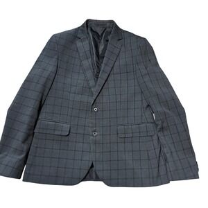 Kenneth Cole Reaction Boys Grey Plaid Techni-Cole Blazer Jacket Size 16R BABA1